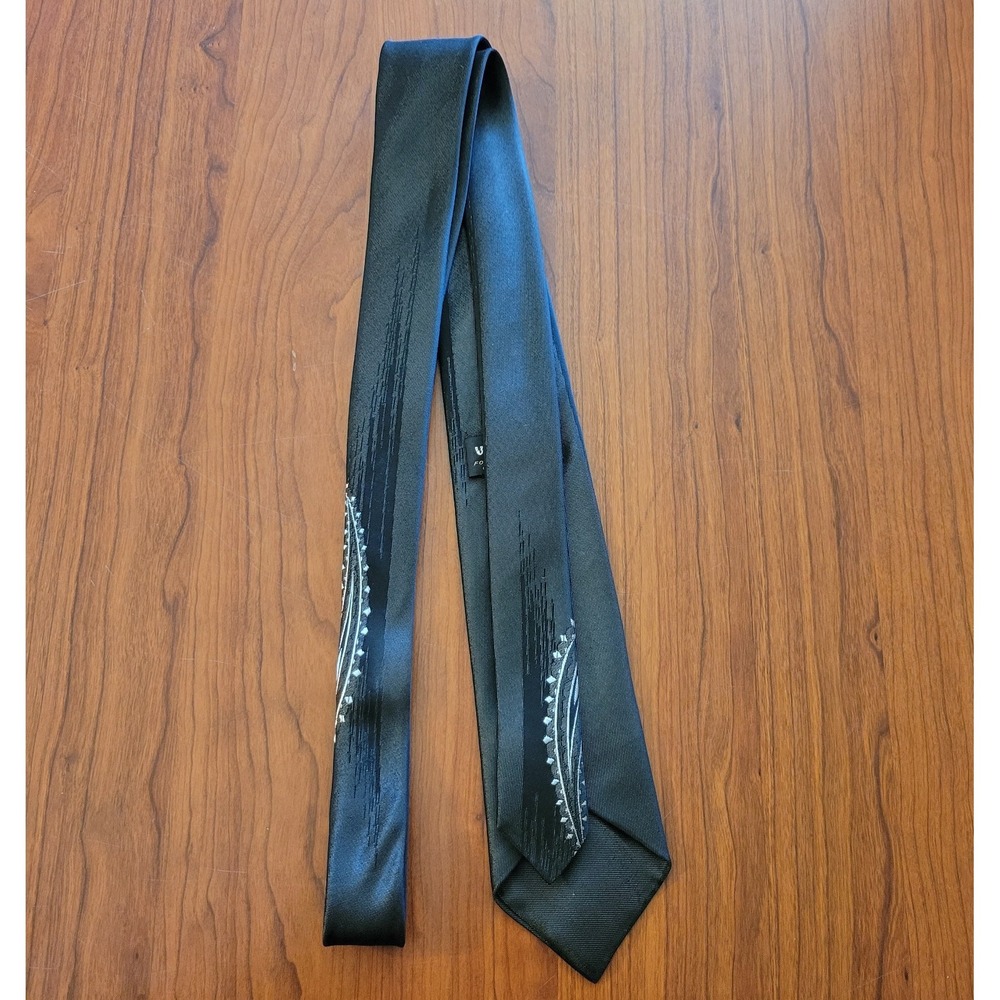 Vintage Wembley Black Paisley Yin Yang‎ Necktie 56 X 2.5 Skinny - Picture 3 of 6